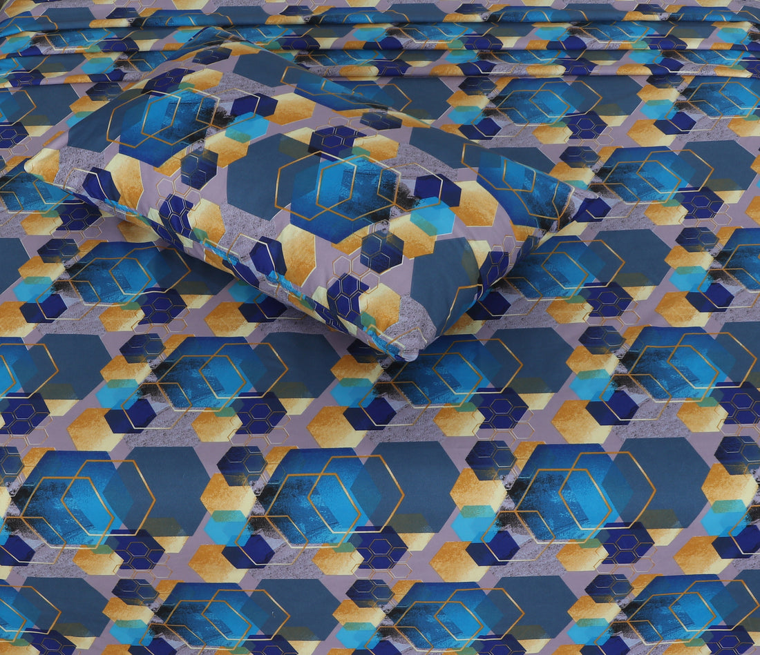 Blue Hexa Pattern fittedsheet set – BS23
