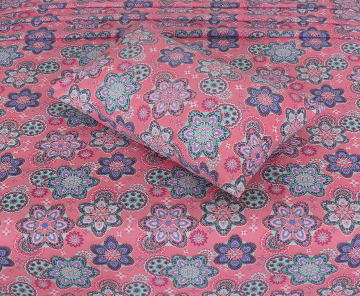 Elegant Mandala Pink Cotton Bedsheet Set-BS02