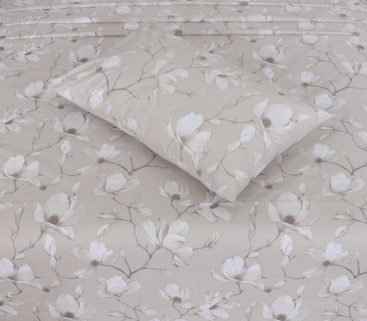 Elegant Beige Floral cotton Bedsheet Set-BS12