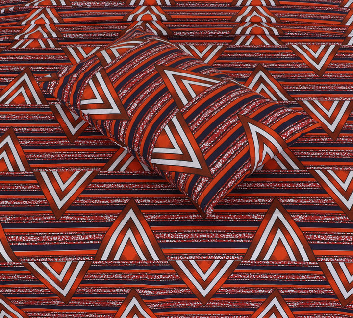 Crimson Geometric Elegance – cotton Bedsheet Set-BS11