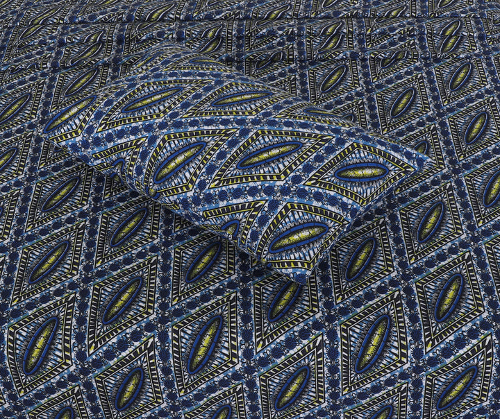 Majestic Blue Diamond Pattern – cotton Bedsheet Set-BS13