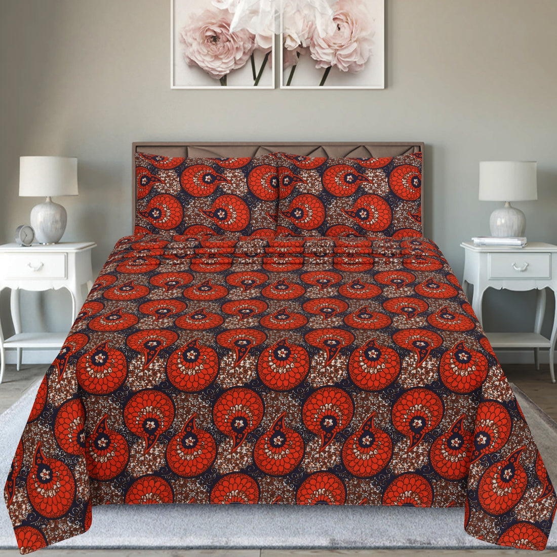 Rustic Rose Pattern – cotton Bedsheet Set-BS10