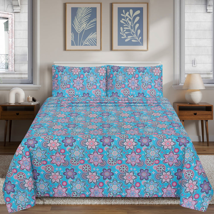 Elegant Floral Patterned – cotton Bedsheet Set-BS15