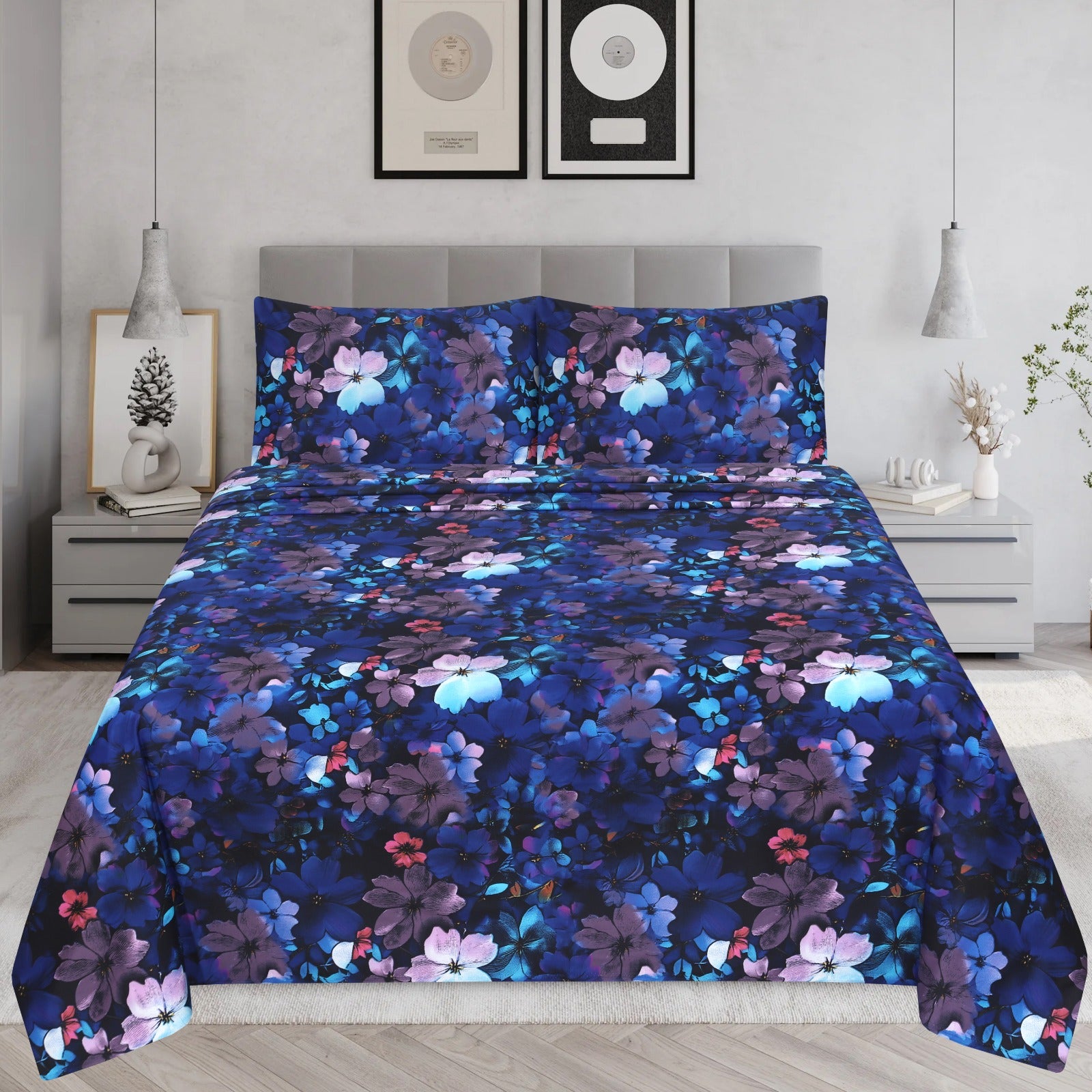 Blue Petals bedsheet set – BS17