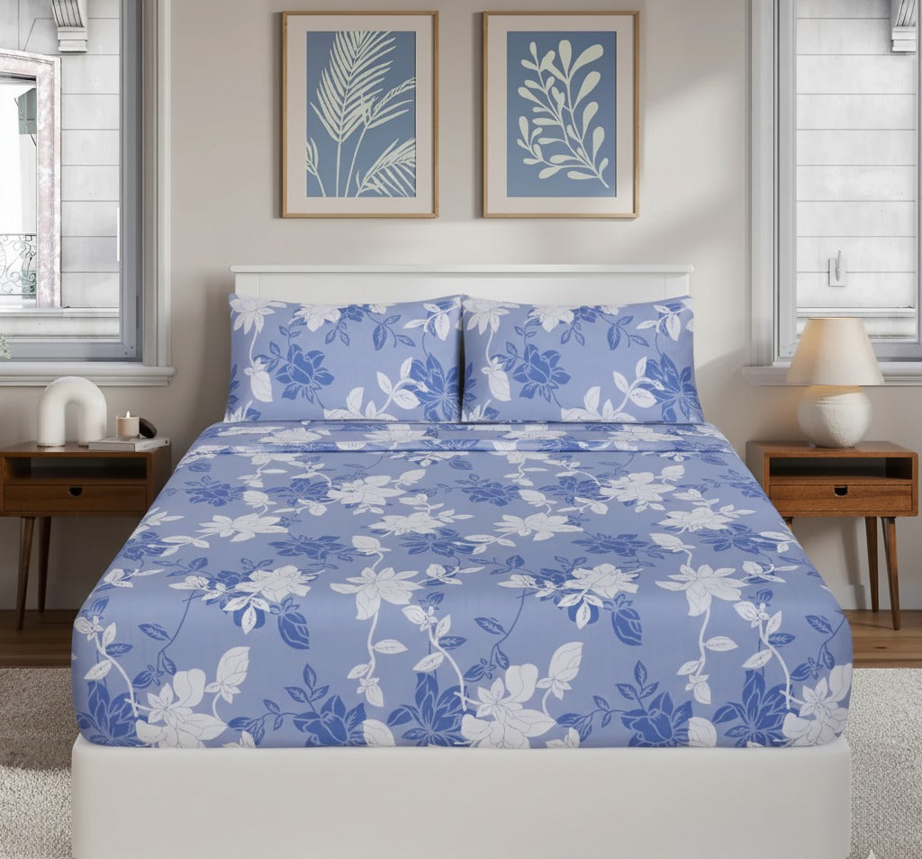 Sky Blue Floral fittedsheet set – BS25