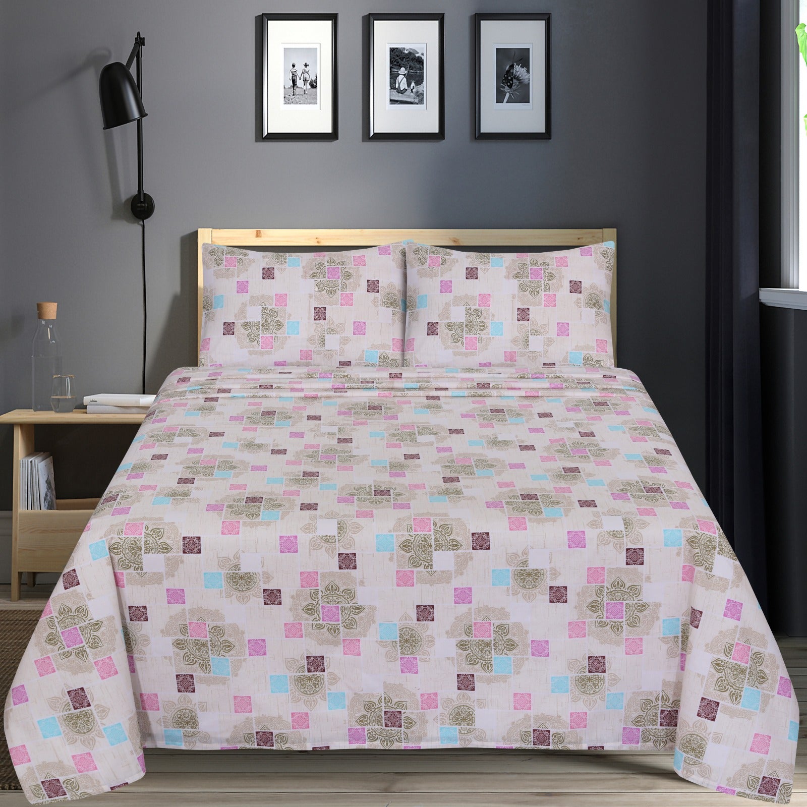 Ornate Tile Pattern cotton bedsheet set – BS28