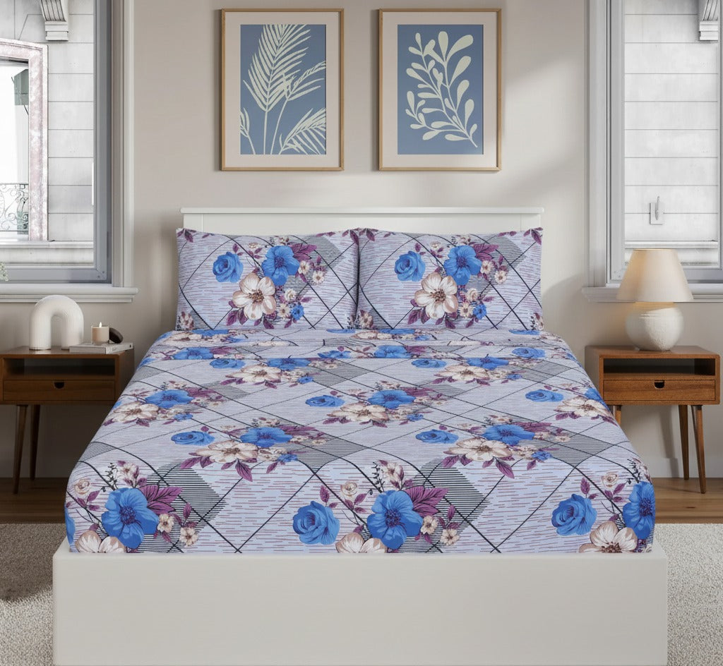 Elegant Blue Blossom fittedsheet set – BS29