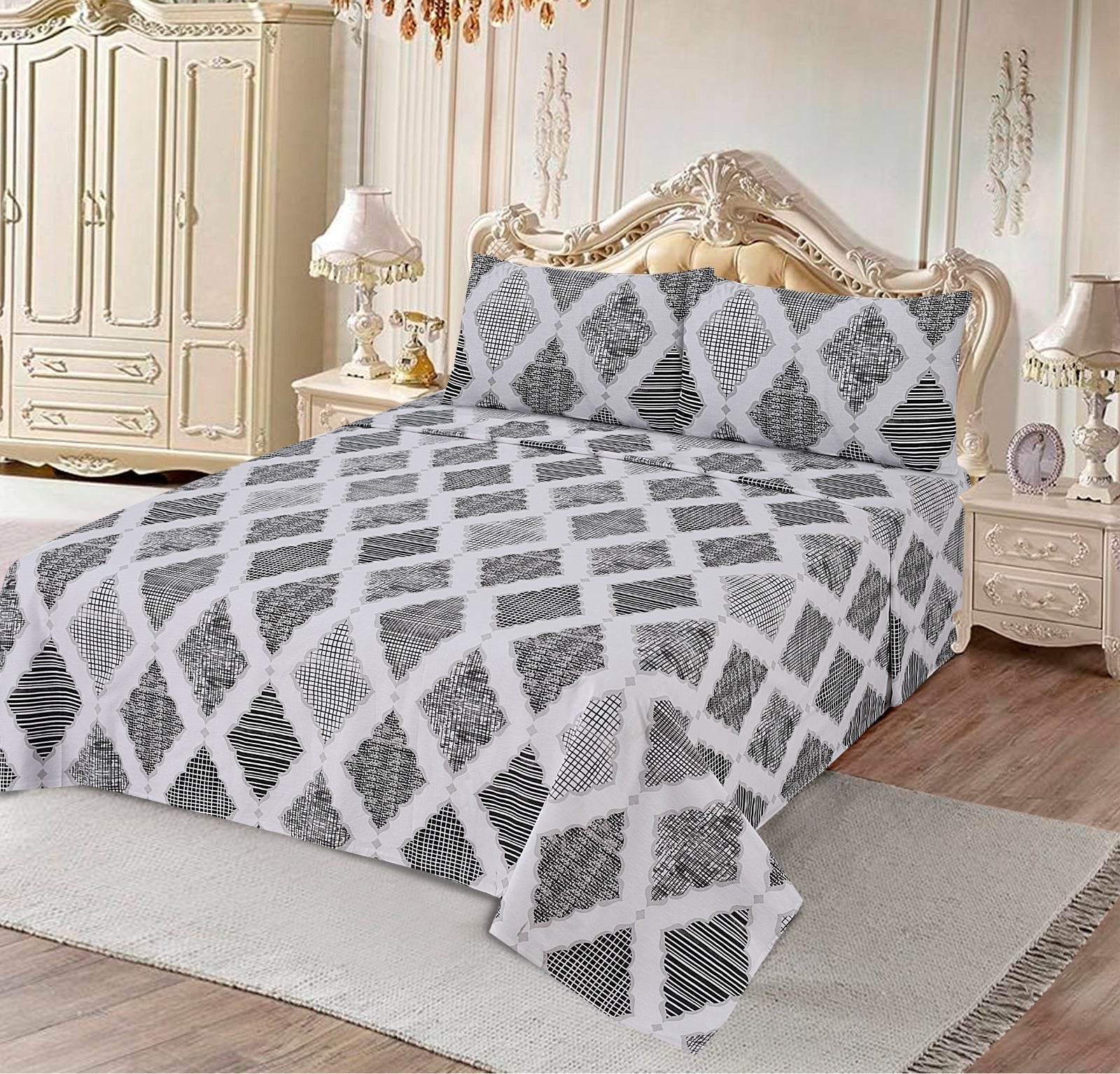 Elite White 3Pcs Printed Cotton Punch