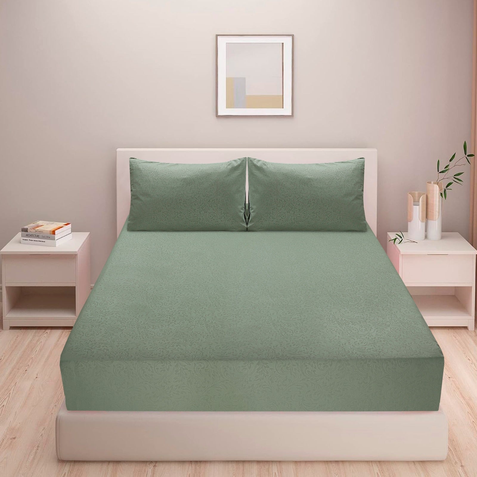 Olive Pastel - Fitted Sheet Set - King Cotton Punch