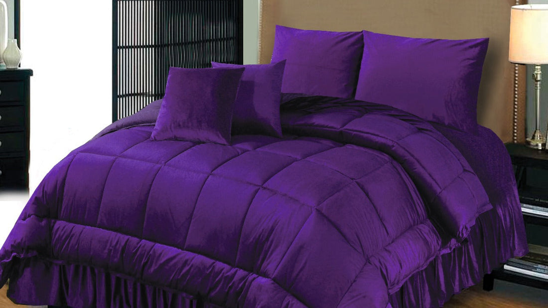 Purple  6 PCS  Embossed Velvet Bedding Set – 09