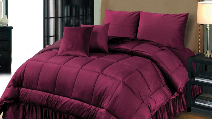 Maroon 6 PCS  Embossed Velvet Bedding Set – 08